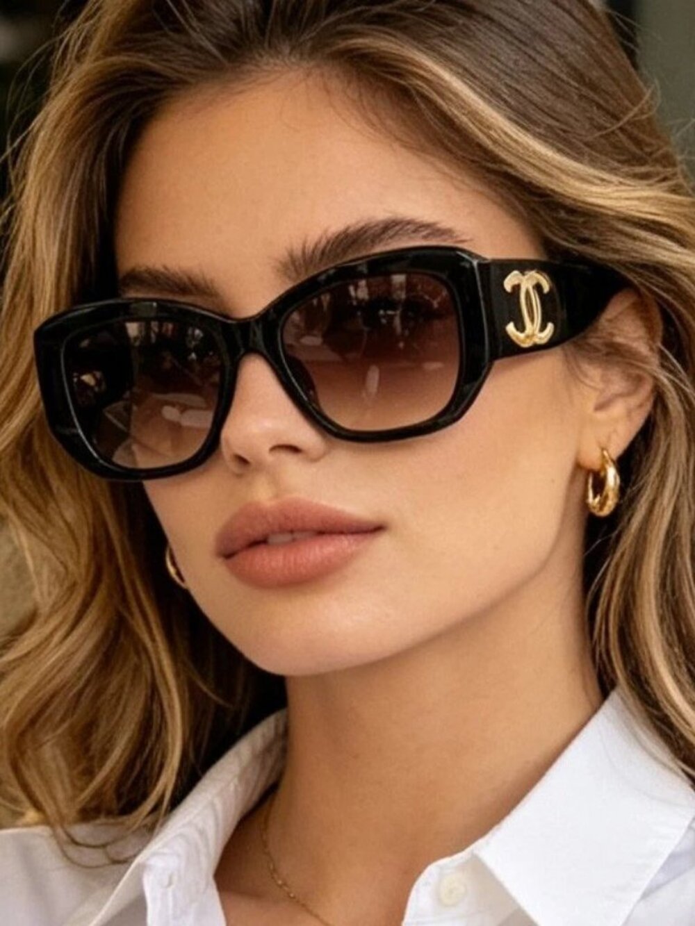CHANEL 5493-A Black Rectangle Sunglasses